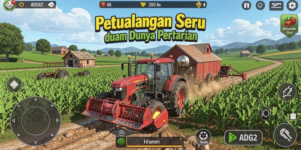 Screenshot gameplay ADG62 menampilkan aktivitas bertani yang seru.