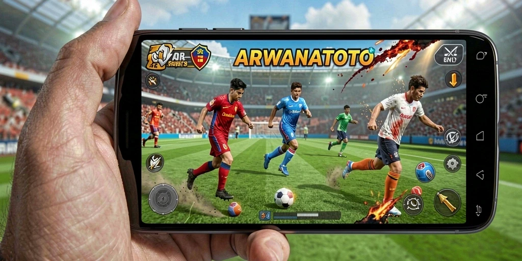 Tampilan dinamis gameplay ARWANATOTO yang menguji keterampilan olahraga.