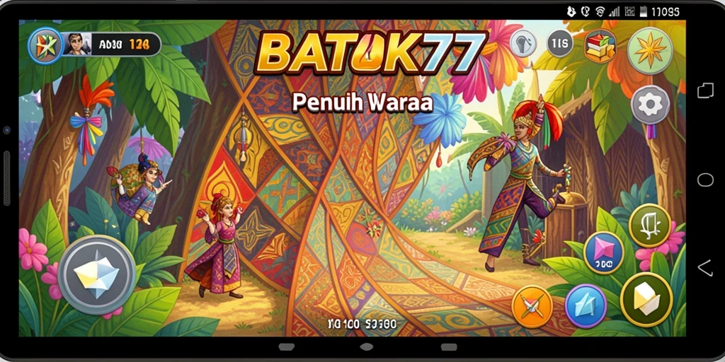 Screenshot gameplay BATIK77 menampilkan keindahan seni batik.