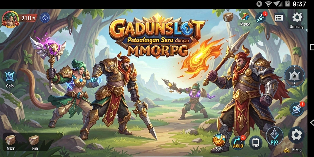 Screenshot GADUNSLOT menampilkan aksi seru di dunia MMORPG.