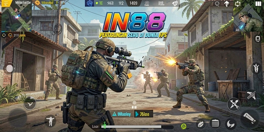 Screenshot IN88 menampilkan aksi tembak-menembak yang mendebarkan.