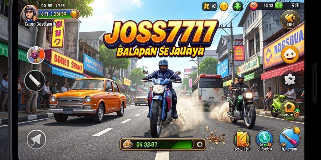Screenshot utama JOSS777 menunjukkan aksi balapan yang menegangkan dan cepat.