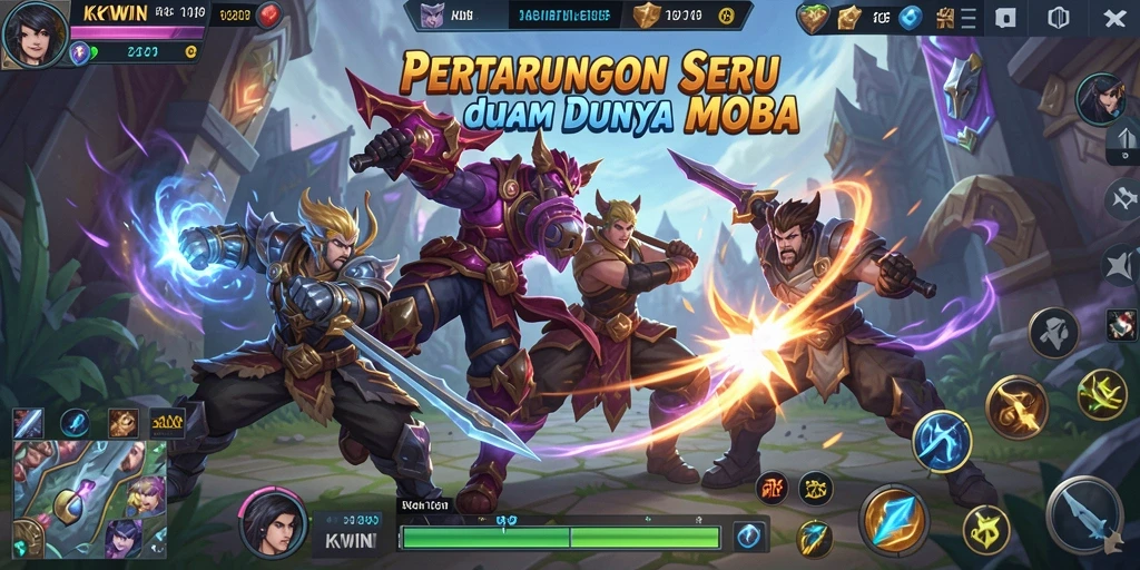Tampilan utama gameplay KKWIN dengan karakter yang bertarung.