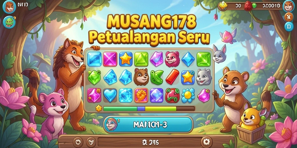 Tampilan gameplay berwarna cerah dalam MUSANG178, sangat menarik dan penuh tantangan.
