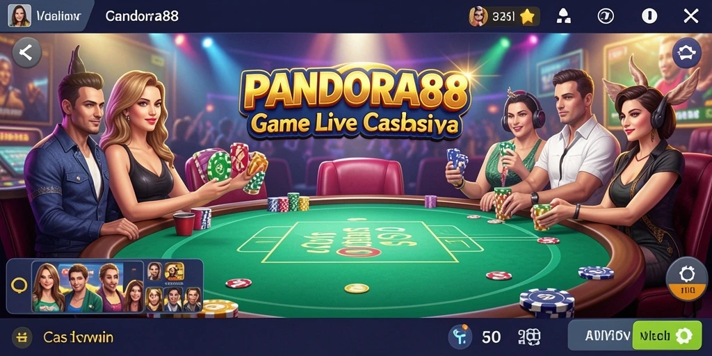 Screenshot PANDORA88 menampilkan dealer profesional dan gameplay Live Casino.