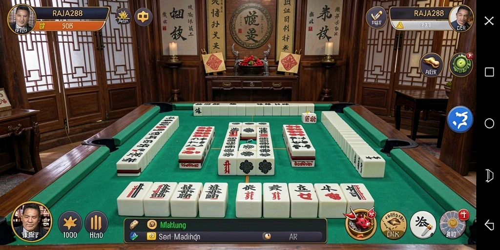 Tampilan gameplay menarik dari RAJA288 yang menunjukkan aksi seru Mahjong.