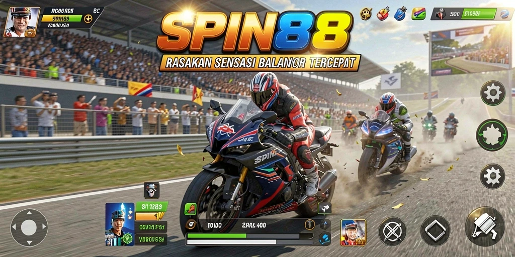 Gameplay SPIN88 menampilkan balapan motor yang seru dan menegangkan.