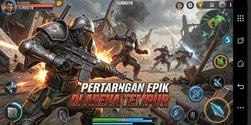 Screenshot TURBO78 menampilkan aksi pertarungan yang mendebarkan.